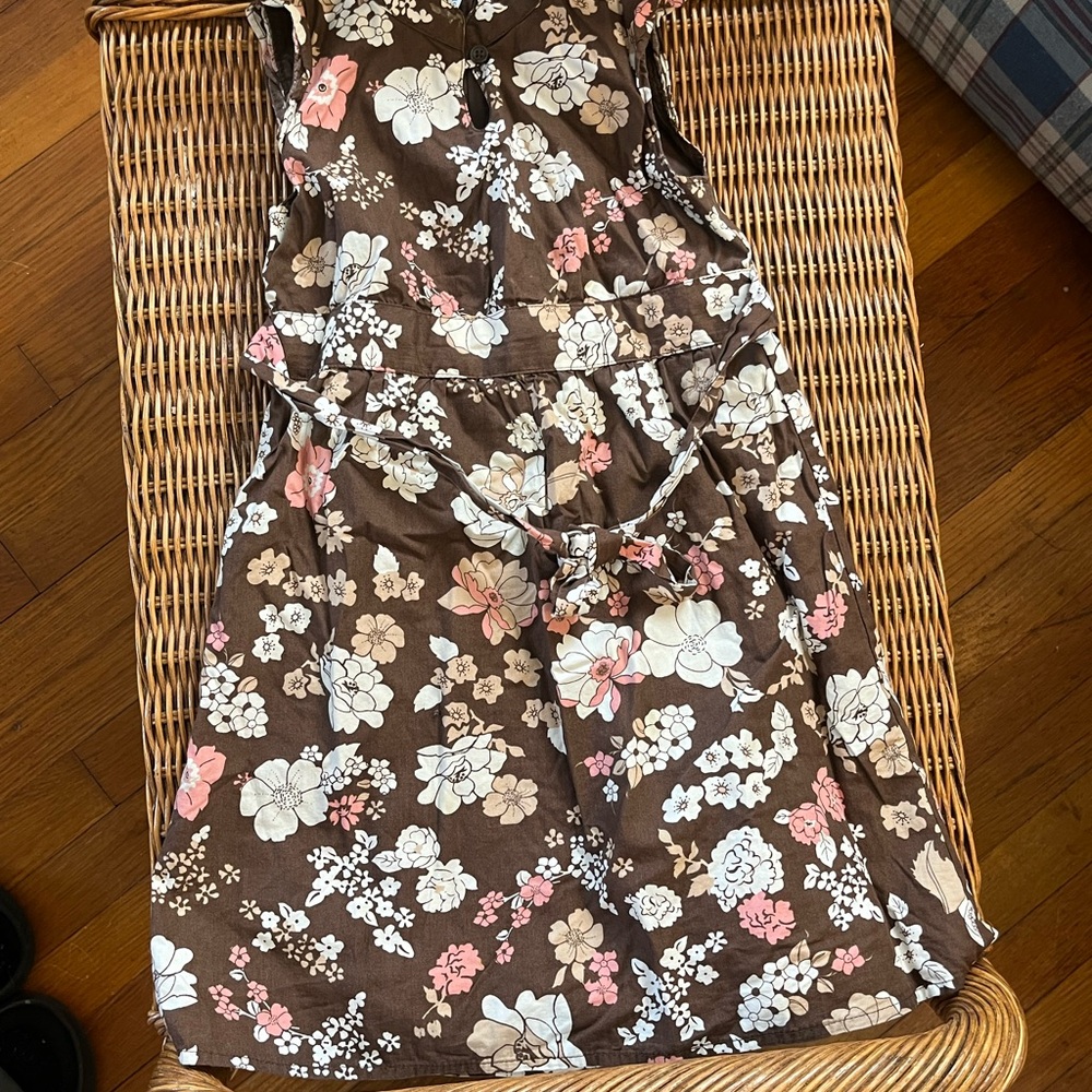 Floral Brown Sleeveless Dress